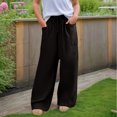thumbnail image 7 of Lenpel Girls' Wide Leg Pants Baggy Elastic Waist Drawstring Casual Pants Trendy Loose Trousers with Pockets 5-14 Y, 7 of 7