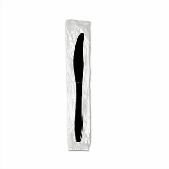 Individually Wrapped Knives Plastic, Black, 1,000/Carton