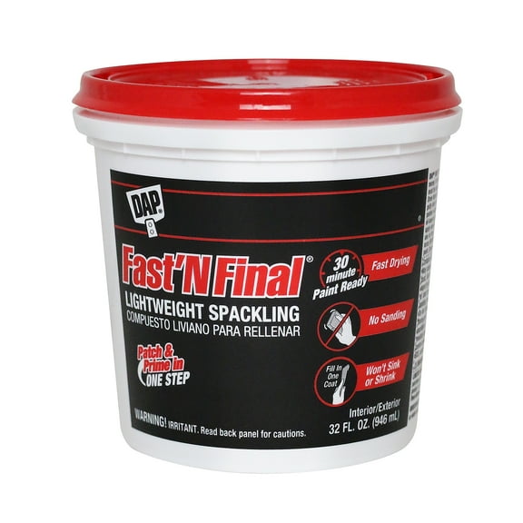 Dap Fast'n Final Lightweight Wall Fillers Spackling Quart 7079812142