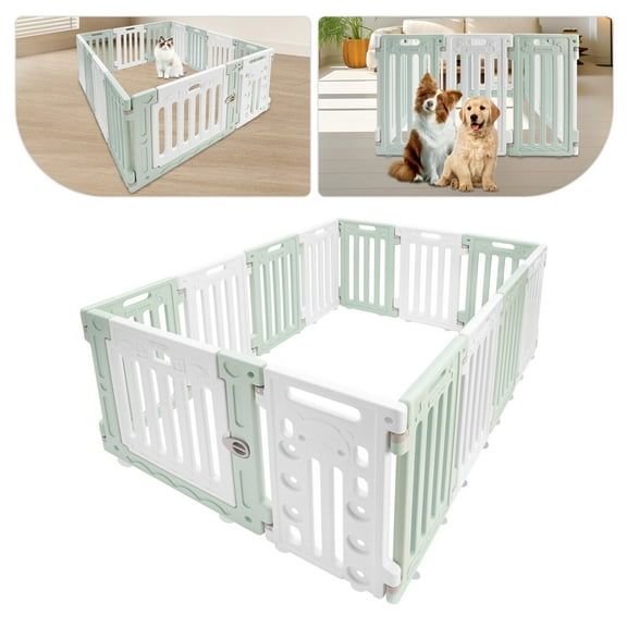 11 Panels Pet Barrier Playpen Exercise Pen Pet Safety Fence with Door Indoor