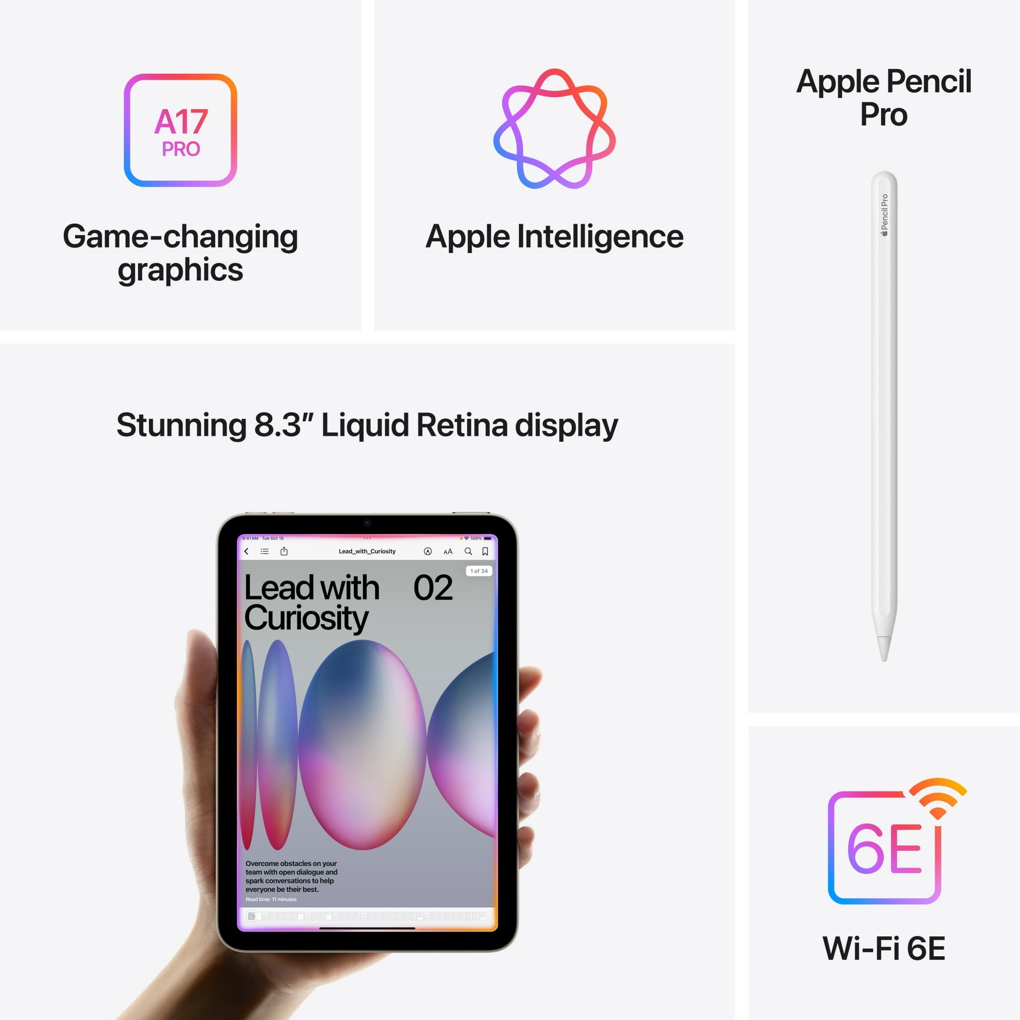2024 Apple iPad mini A17 Pro chip, Built for Apple Intelligence, Wi-Fi 128GB - Purple (DEMO)