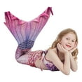 thumbnail image 4 of Hienoo Girls 3-Piece Swimsuit Performance Ruffle Bikinis Fish Tail Bathing Suit, Sizes 4-9, 4 of 5