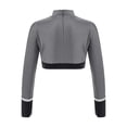 thumbnail image 2 of TiaoBug Kids Girls Sparkle Printed Cheerleading Dance Crop Tops Long Sleeve Tee Shirts Cheer Leader Uniform Dance Costume Gray 8, 2 of 6