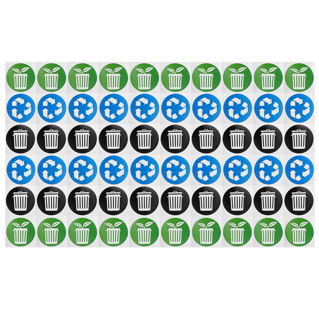 60Pcs/Set Circular Garbage Collection Identification Recycle Decal Dustbin Sticker