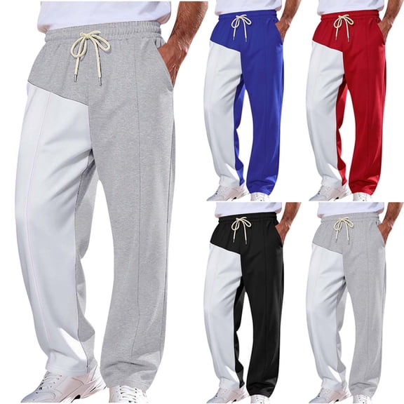 Swuxness Mens Sweatpants Long Pants Drawstring Elastic Waist Pockets Loose Sports Trendy
