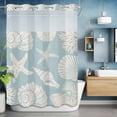 thumbnail image 6 of No Hook Light Blue Starfish Coastal Shower Curtain with Snap in Liner Set, Shell Summer Beach Nautical Waterproof Fabric Bathroom Curtains with See Through Top Window, Hotel Style Long 72 x 84 Inch, 6 of 9