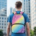 thumbnail image 6 of POLERO Adjustable Strap Backpack for School Work, Polyester Fabric Smooth Zipper School Bag, Rainbow Ocean, 6 of 10