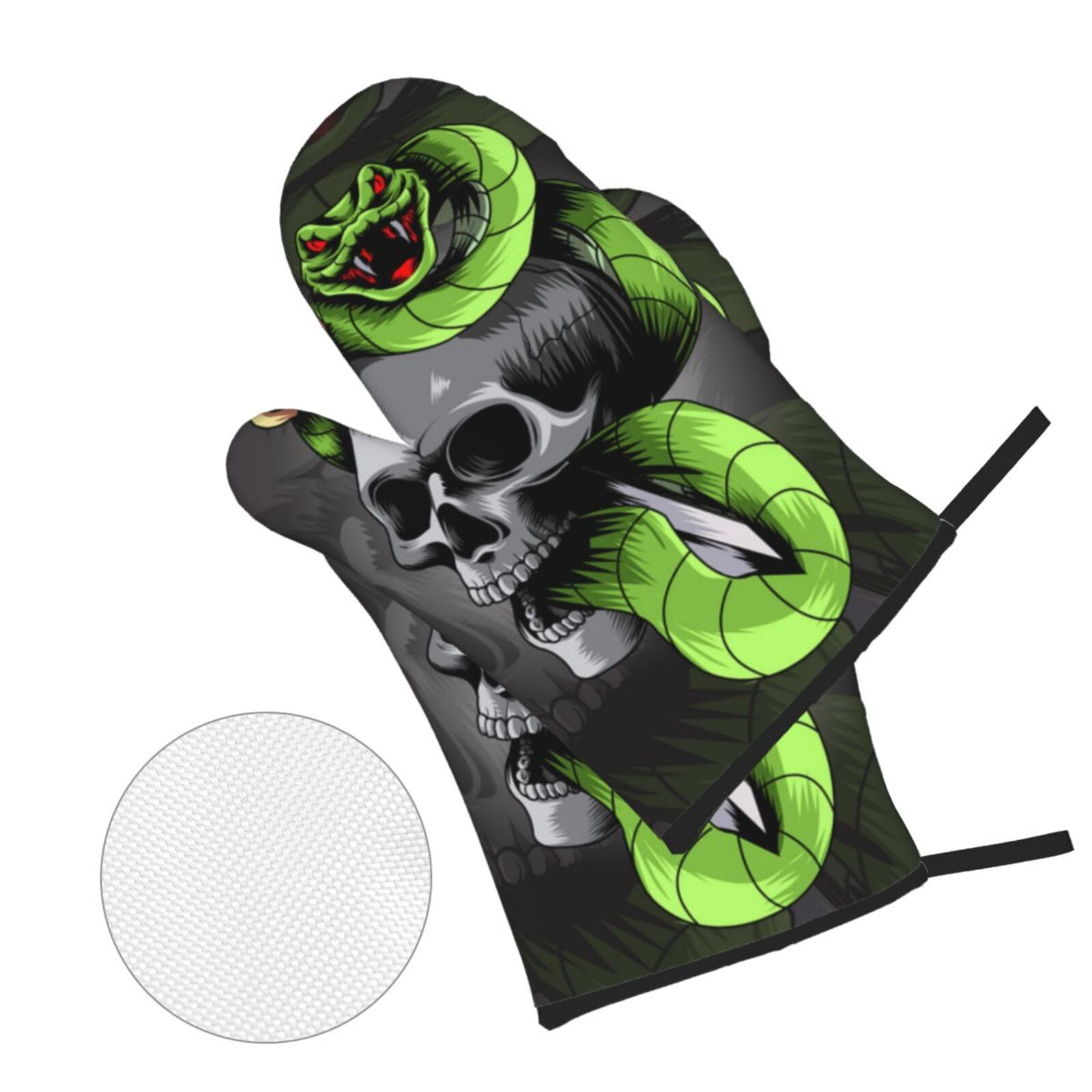 Sword Pierced Skull With Snake 4Pcs Oven Mitts and Pot Holders Sets Oven Kitchen Gloves Hot Pads for Cooking BBQ Baking Grilling