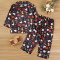 thumbnail image 5 of Likimi Toddler Boys Pajamas Set Long Sleeve Halloween Graphic Print Lapel Button Down Tops With Pants Spring Autumn Comfort Sleepwear Outfit Set Black Size 18-24 Months, 5 of 7