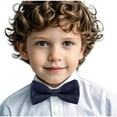 thumbnail image 4 of HAOTAGS Kids Bow Tie, School Uniform Solid College Style Shirt Student Necktie Navy Free Size, 4 of 6