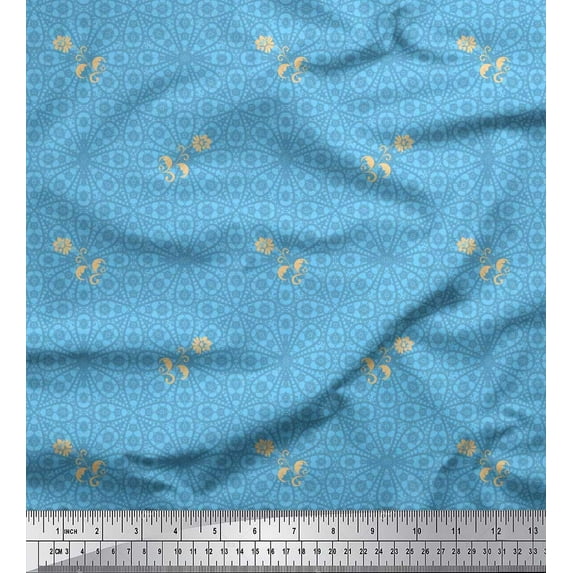 Soimoi Cotton Poplin Fabric Leaves & Floral Artistic Fabric Prints By Yard 42 Inch Wide