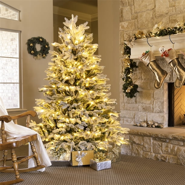 Árbol de Navidad Artificial Costway 146cm con Luces LED Blancas Cálidas