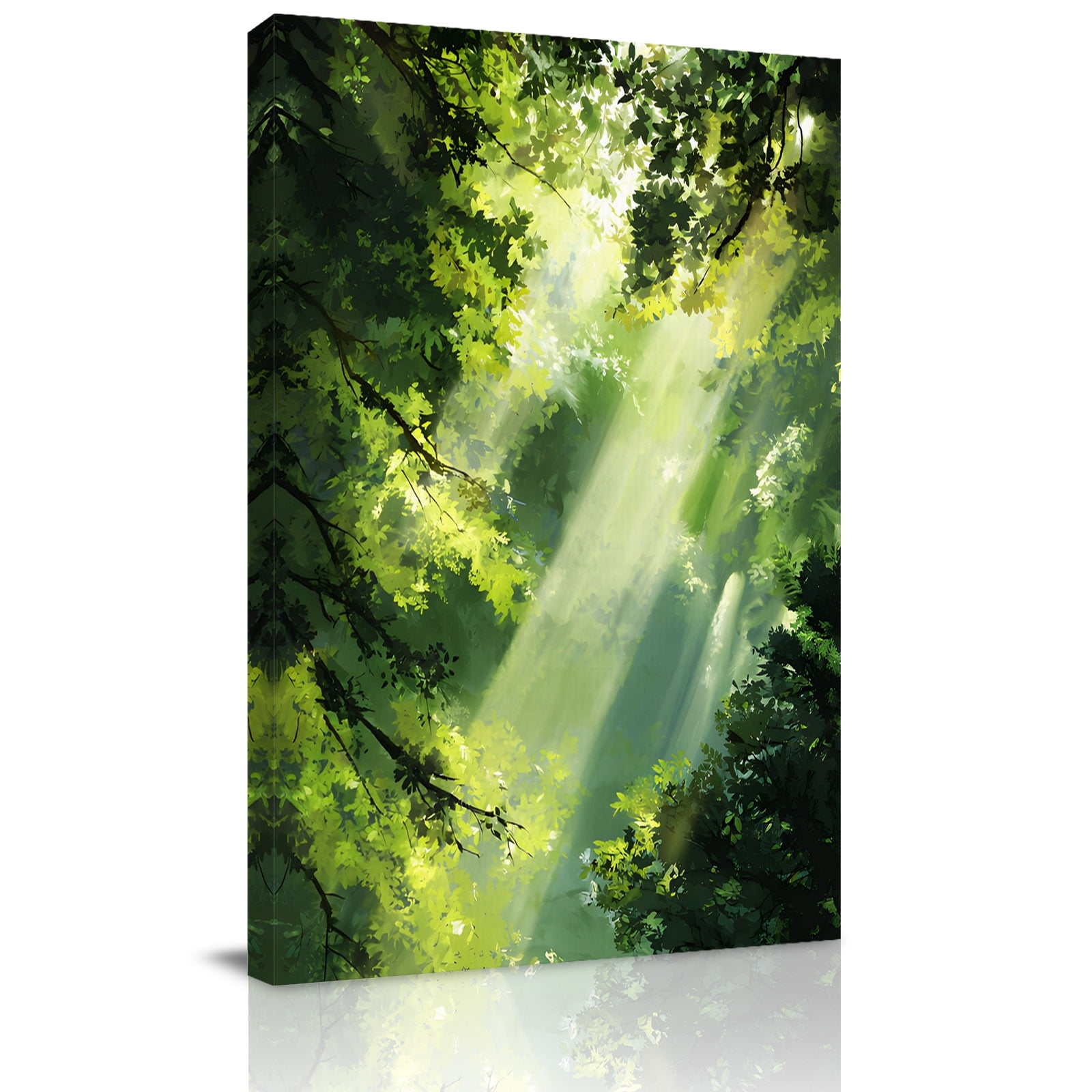 Canvas Wall Art Green Forest Framed Canvas Prints for Bathroom Hallway Nature Spring Scenic Woodland Small Gallery Wrapped Wall Decor for Home Office Gifts 8 x10 Ship Next Day