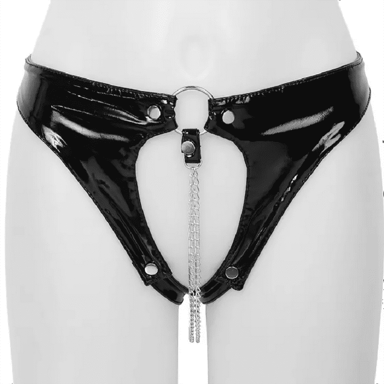  Latex Panties Crotchless for Women Rubber Brief Shorts Open  Crotch Underwear Latex Knickers (Black, S) : Clothing, Shoes & Jewelry