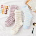 thumbnail image 4 of Bibifish Womens Socks Stripe Fuzzy Medium Tube Socks Autumn Winter Mid Comfy Fleece Socks Thickened Thermal Crew Socks For Ladies, 4 of 6