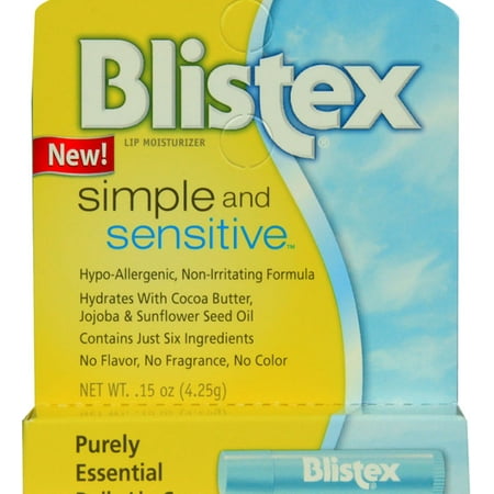 Blistex Simple and Sensitive Lip Moisturizer 0.15 oz (Pack of