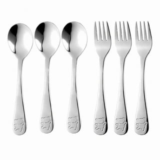  RORPOIR 1 Pair Fork Spoon Kids Silverware Stainless Steel Suit  for Kids Baby Kit Stainless Flatware Kids Spoons Kids Suit Baby Supplies  Infant Products Toddler Short Handle Silica Gel : Baby