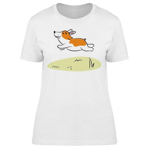 Corgi Hopping T-Shirt Women -Image by Shutterstock, Female Medium