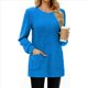 thumbnail image 1 of Camisas de Larga para Mujer, Suéteres Largos con Bolsillos, Túnicas Holgadas Azul M, 1 of 5