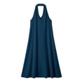 thumbnail image 7 of QUNYINEY Beach Womens Dresses Blue A Line Long Sleeveless Sundress Halter Vacation Casual Loose Fit Dresses, 7 of 7
