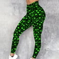 thumbnail image 2 of lcziwo St Patricks Day Leggings for Women Casual Stretchy High Waisted Yoga Pants Novelty Shamrock Print Running Leggings Full Length Tight Trousers Green L, 2 of 6