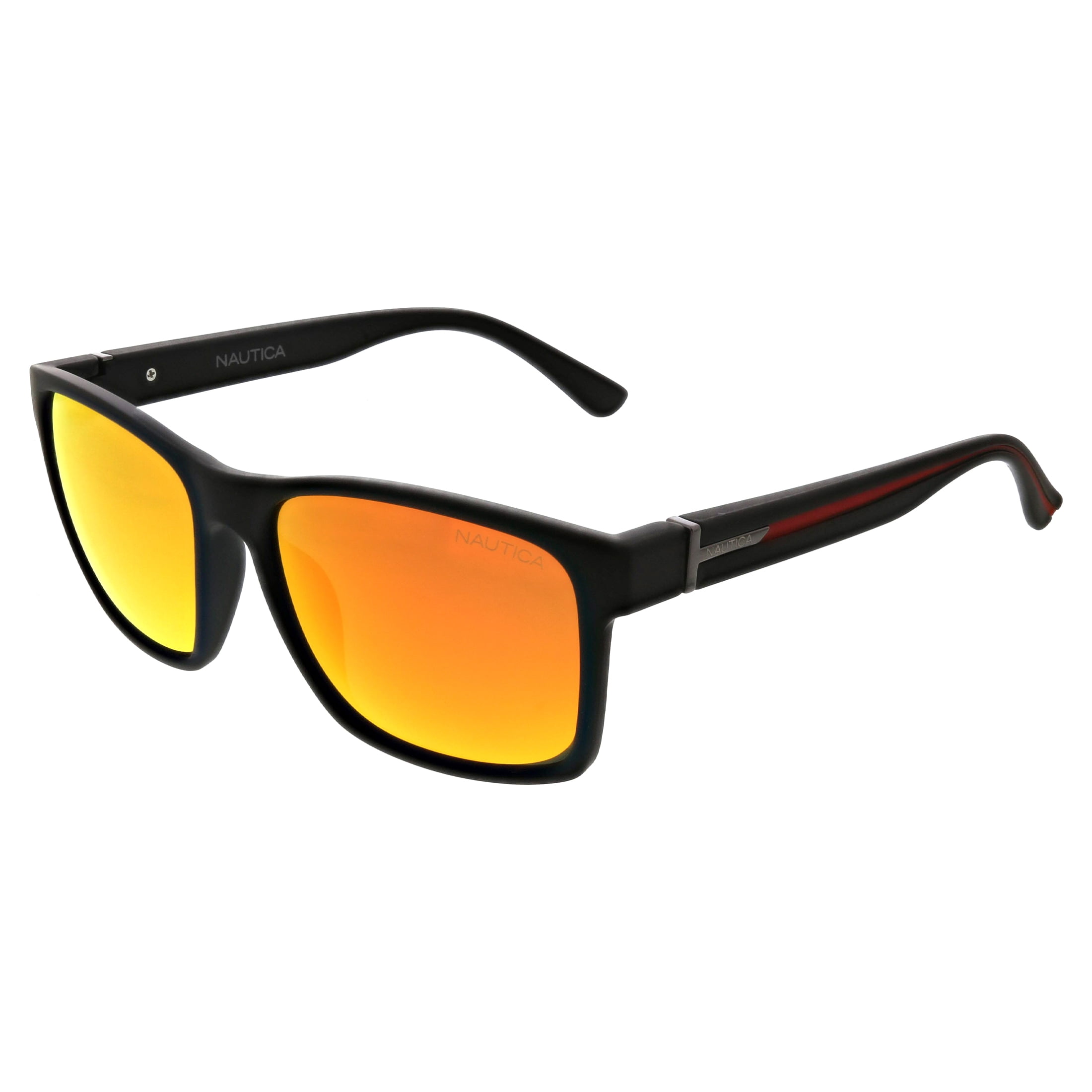 Nautica Mens Modern Square Black Polarized Sunglasses