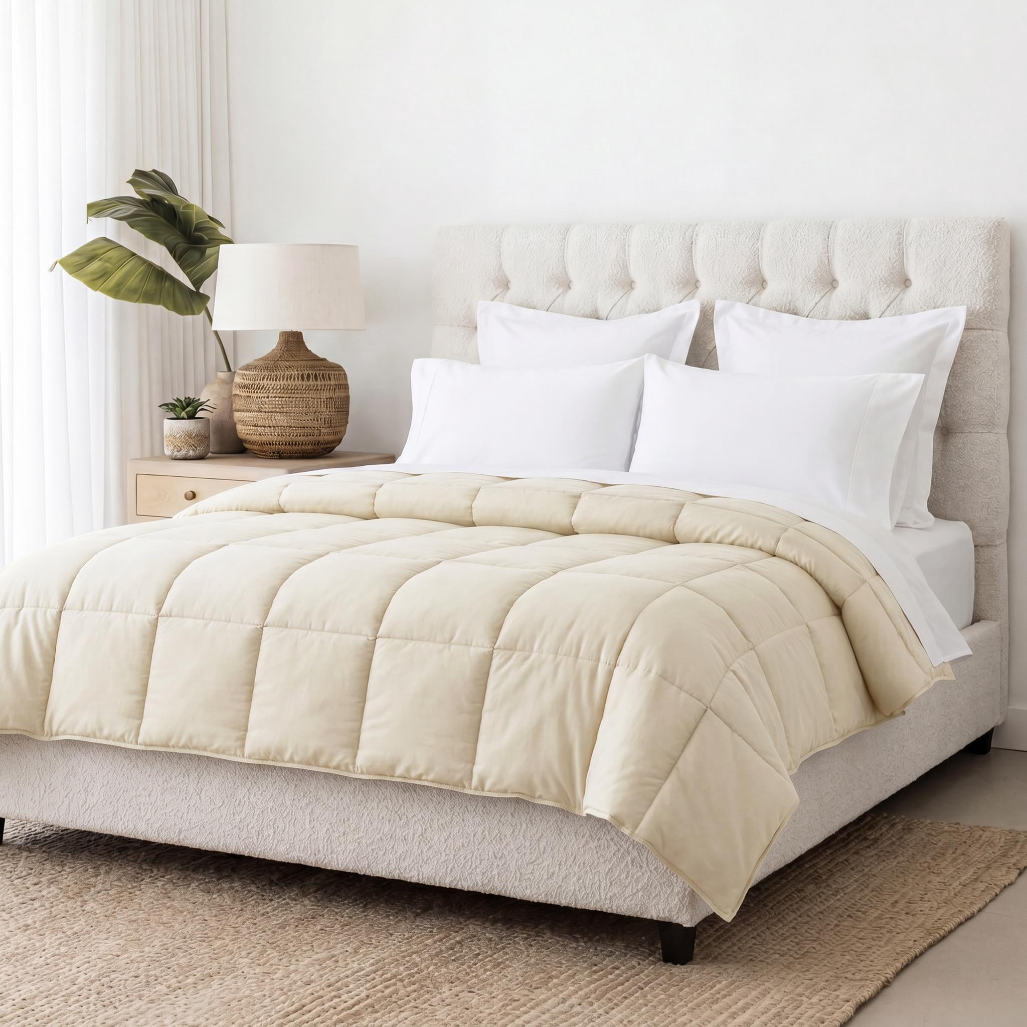 Superior Solid Comforter Down Alternative Bedding, Twin/Twin XL, Ivory