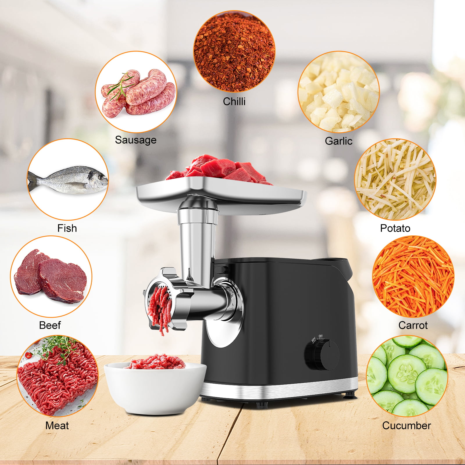 Electric Meat Grinder,5-IN-1 Meat Mincer, 3-Speed, 10 Pounds/Min