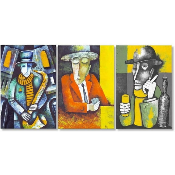Idea4wall 3 Piece Abstract Canvas Wall Art Graffiti Painting Canvas Prints Modern Home Wall Decor, 16"x24"