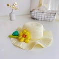 thumbnail image 3 of LNMQLPDBS Baby Girl Straw Hat 2-6 Years Girls Wide Brim Fancy Hat Summer Beach Hats with flower baby gifts for girls Ruffle Edge Sun Protection Hats for Kids holiday vacation cute hats White One Size, 3 of 4