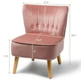 thumbnail image 4 of Spaco Armless Accent Chair Tufted Velvet Leisure Chair-Pink, Modern Mid-Century Upholstered Living Room Chair, 4 of 8