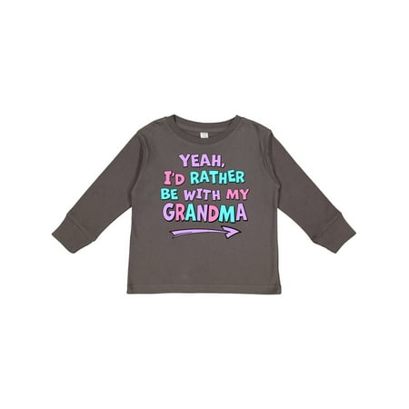 

Inktastic Yeah I d Rather Be with My Grandma in Pink Blue and Purple Gift Toddler Boy or Toddler Girl Long Sleeve T-Shirt