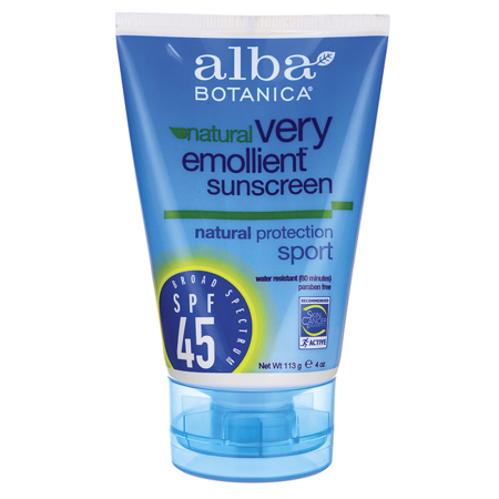 Alba Botanica Natural Very Emollient Sunscreen Spf 45 - Sport 4 oz