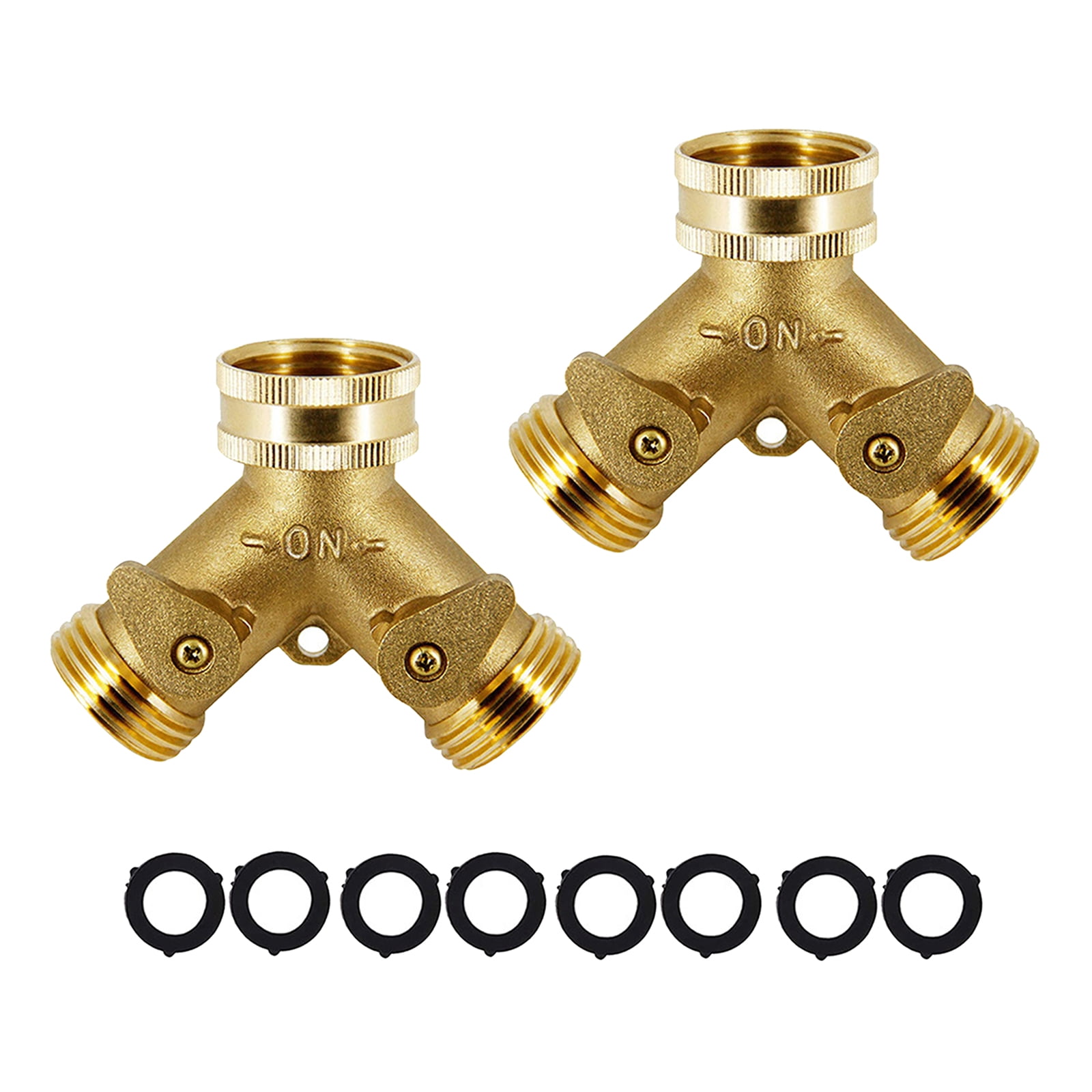 2 Way Brass Garden Hose Pipe Tap Adaptor Twin Hosepipe Connector Splitter 3/4'' 
