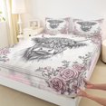 thumbnail image 3 of Homewish Cartoon Cow Animal Twin Sheet Sets, Rustic Farmhouse Twin Fitted Sheet, Vintage Fashion Rose Flat Sheet, Luxury Bedroom Decor, 3-Piece, 3 of 7