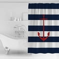 thumbnail image 2 of Nautical Anchor Shower Curtain, 36" x 72", Navy Blue and White Striped Waterproof Bathroom Curtain Washable Shower Curtain Set with 12 Hooks, 2 of 6