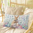 thumbnail image 4 of Bunny Easter Pillow Covers, Linen Long Throw Pillow Case, Spring Floral Rabbits Checkered Farmhouse Holiday Pillow Protector Decorative Cushion Cover for Living Room/Bedroom 12" x 20", 4 of 8