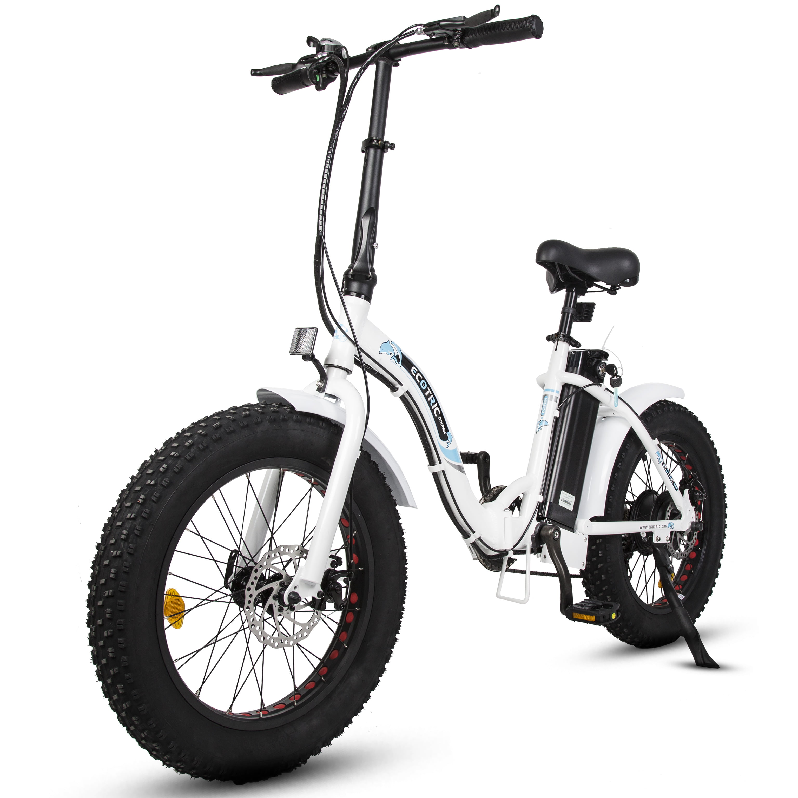 ECOTRIC ERide Electric Bike, Compact Foldable 20" 500W 36V eBike FAT Tire Removable Battery 7