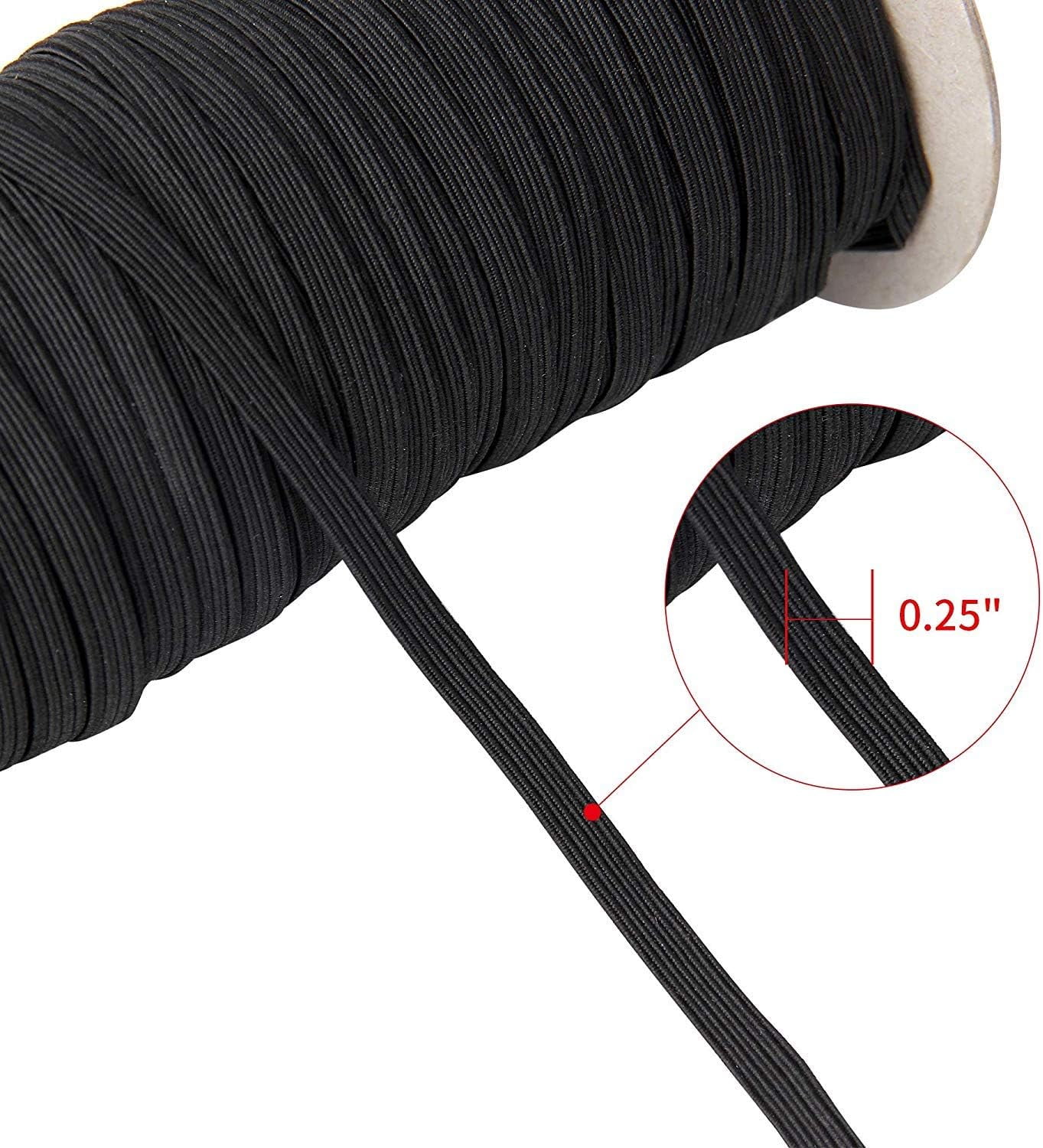 Kasmena White 70-Yards Length 1/4 Width Braided Elastic Cord/Elastic Band/Elastic Rope/Bungee/White Heavy Stretch Knit Elastic Spool with Free Tape
