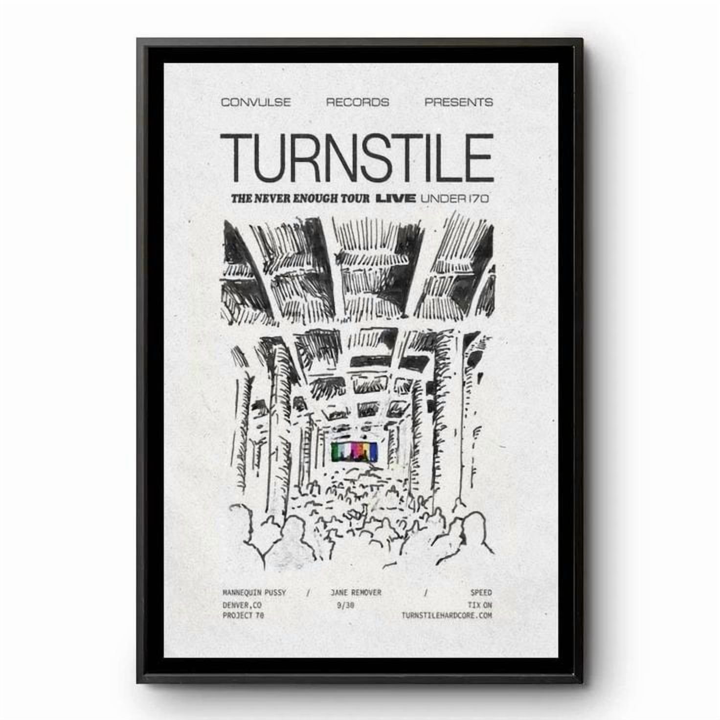 Poster Music Poster - Turnstile Denver CO Sept 30 2025 Concert Tour Poster - Vintage Style GoldenGate JSC - 8X12, UNFRAMED