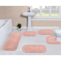 Home Weavers Inc Radiant Collection 100% Cotton Bath Rug Non-Slip Bathroom Rug Set, Machine Washable Bath Rug, 3 Piece Bath Mat Set Pink