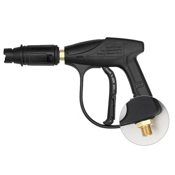 Herramientas de lavado Pistola de lavado a presión corta, mango de agua de alta presión para cañón de espuma, lavado de coches, rosca de 14mm, boca plana