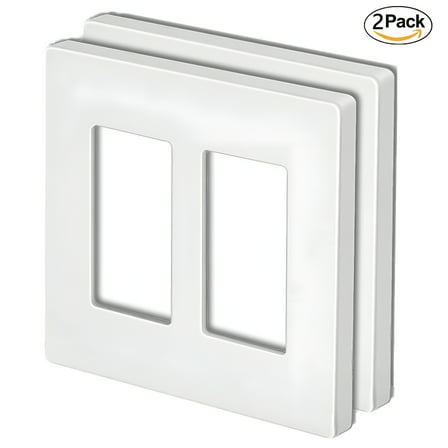 LAMIRO Screwless Wall plate 2-Gang Light Switch Outlet Face Cover White 2-Pack
