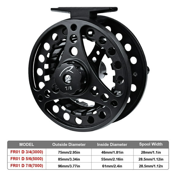 Fly Fishing Wheel 3/4-5/6-7/8 WT Fly Fishing Reel Aluminum Fly Reel CNC Machine Cut Large Arbor Die Casting