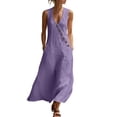 thumbnail image 2 of Lenago Pretty Garden Dresses Women's Summer Casual Dress Gradual Sleeveless Neck V-Neck Long Dress Purple Xl, 2 of 8