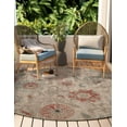 thumbnail image 5 of Unique Loom Outdoor Botanical Collection Area Rug - Fern (5' 1" Round Beige/Light Brown), 5 of 9