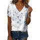 thumbnail image 1 of Blusa Zhyaj de manga corta con cuello en V y estampado floral bohemio para mujer, 1 of 6