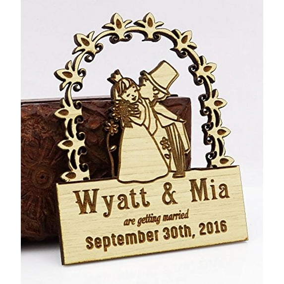 50 Save The Date Wooden Magnet Custom Engraved Wooden Magnet Rustic Wedding Announcements Idea