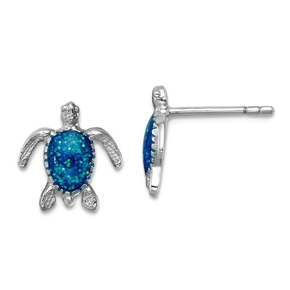 925 Sterling Silver Rhodium Plated Enameled Polished Turtle Post Earrings 11.5x11mm Wide Stud Earring for Women