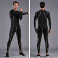 thumbnail image 5 of Sports Suit Men Gym Suit O-neck Long Sleeve Tops Long Pants Set Striped Print Quick Drying Skinny Fit Breathable Fitness Wear for Men for Workout, 5 of 8